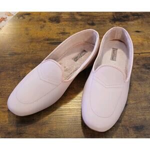 Daniel Green Slippers Pink Leather Upper Faux Fur Slip On Flat Shoes Sz 11W READ